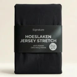 Hoeslaken - Katoen Jersey Stretch - Extra Hoog - Zwart