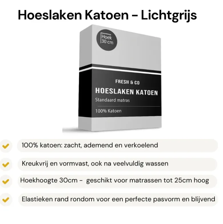 Hoeslaken - Katoen - Lichtgrijs