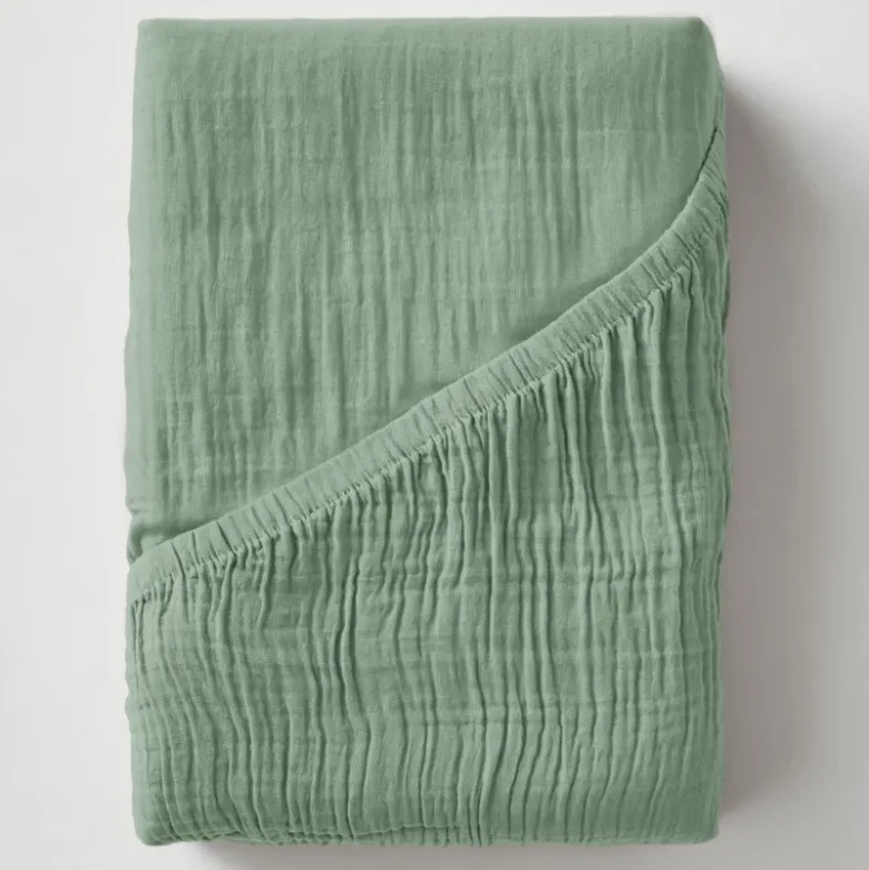 Hoeslaken Katoen Mousseline - Groen