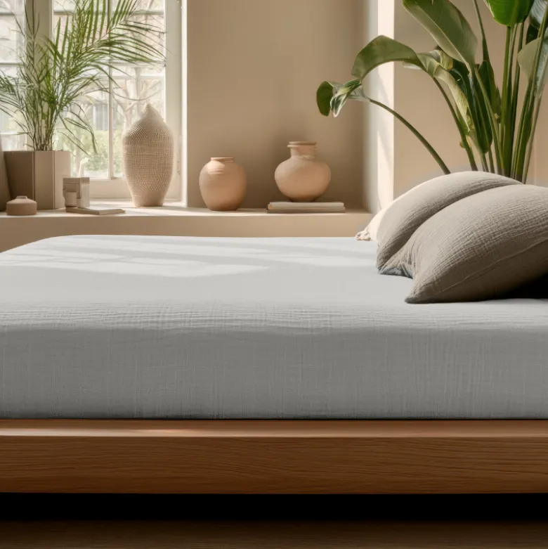 Hoeslaken Katoen Mousseline - Creme