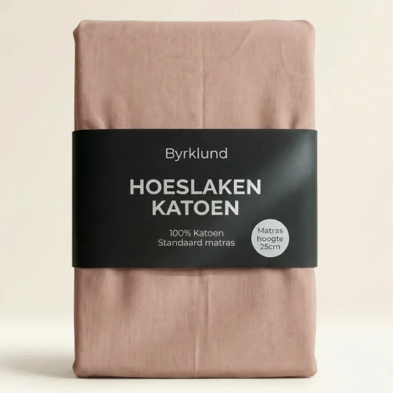 Hoeslaken Katoen - Oud Roze