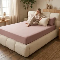 Hoeslaken Katoen - Oud Roze