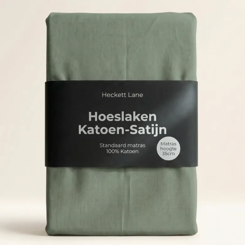 Hoeslaken Katoen-Satijn - Groen