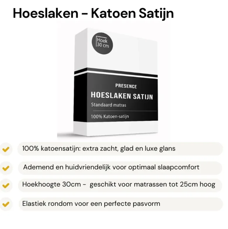 Hoeslaken - Katoen Satijn - Wit