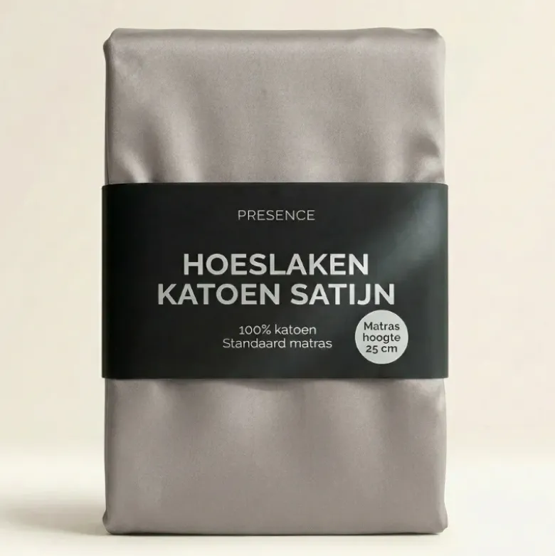 Hoeslaken - Katoen Satijn - Zilver