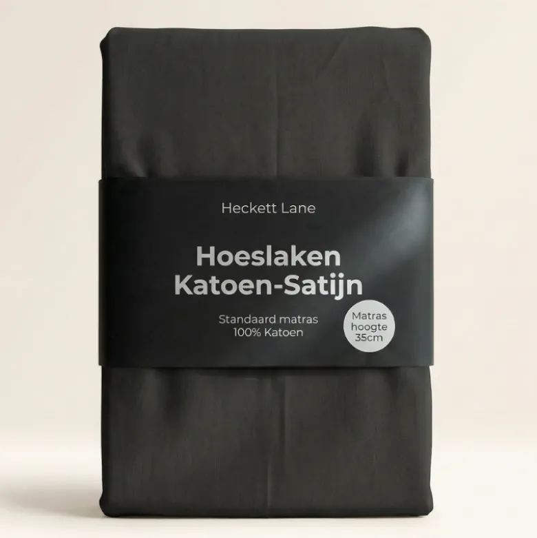 Hoeslaken Katoen-Satijn - Zwart