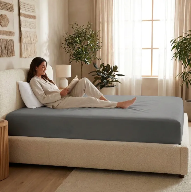 Hoeslaken Percale-Katoen - Donkergrijs