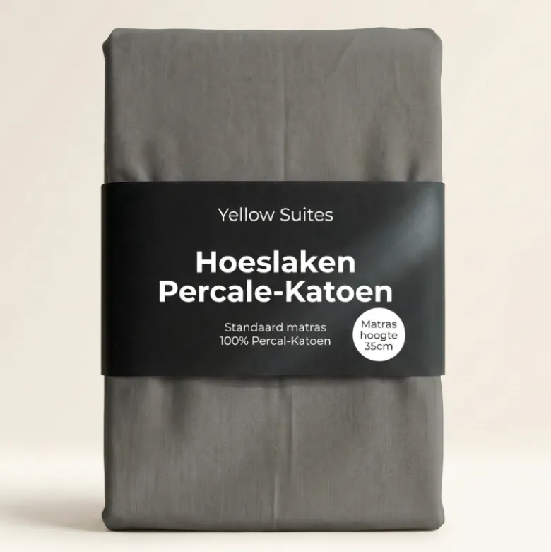 Hoeslaken Percale-Katoen - Donkergrijs