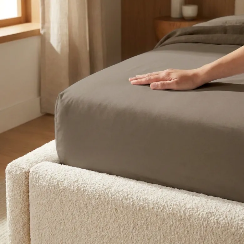 Hoeslaken Percale-Katoen - Taupe