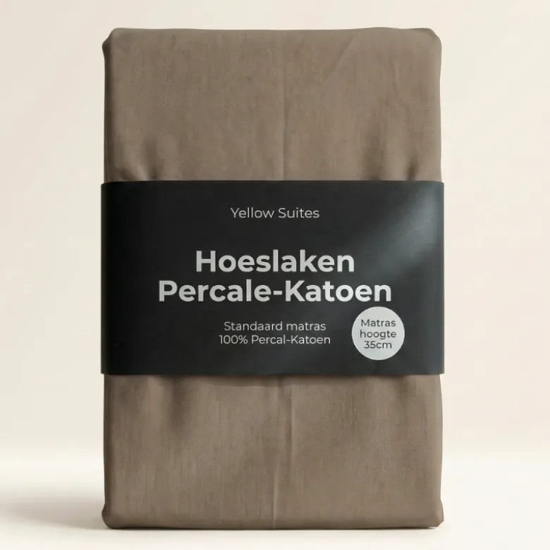 Hoeslaken Percale-Katoen - Taupe