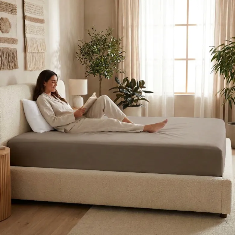 Hoeslaken Percale-Katoen - Taupe
