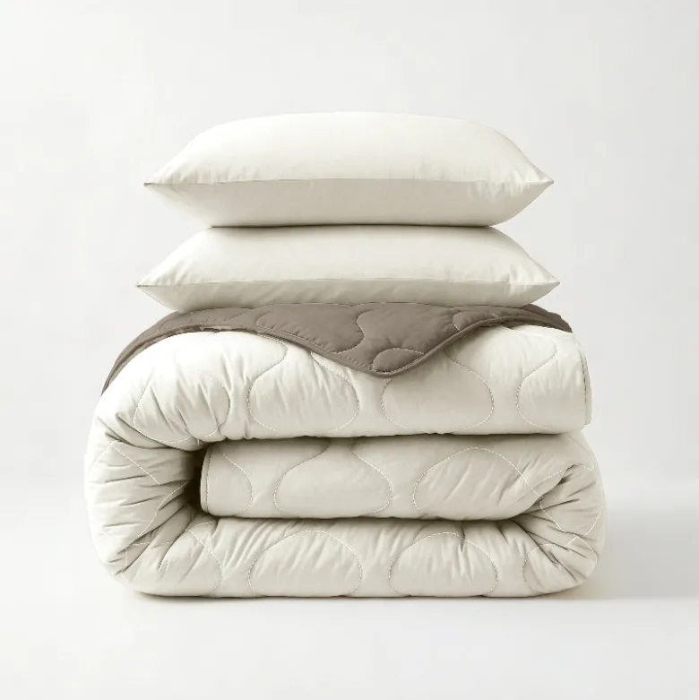 Lazy Dekbed Zonder Overtrek - Crème/Kaki