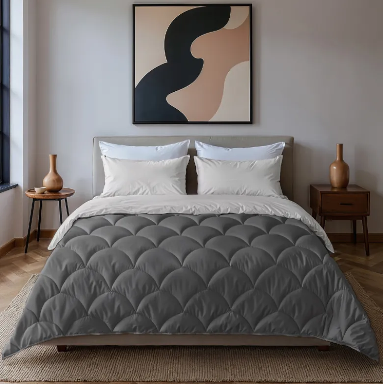 Lazy Dekbed Zonder Overtrek - Double Face - Antraciet/Off White