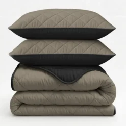 Lazy Dekbed Zonder Overtrek - Double Face - Taupe/Zwart