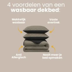 Lazy Dekbed Zonder Overtrek - Double Face - Taupe/Zwart