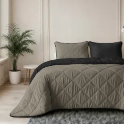 Lazy Dekbed Zonder Overtrek - Double Face - Taupe/Zwart