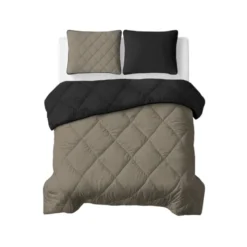 Lazy Dekbed Zonder Overtrek - Double Face - Taupe/Zwart