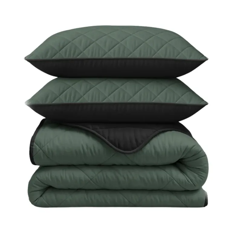 Lazy Dekbed Zonder Overtrek - Double Face - Groen/Zwart