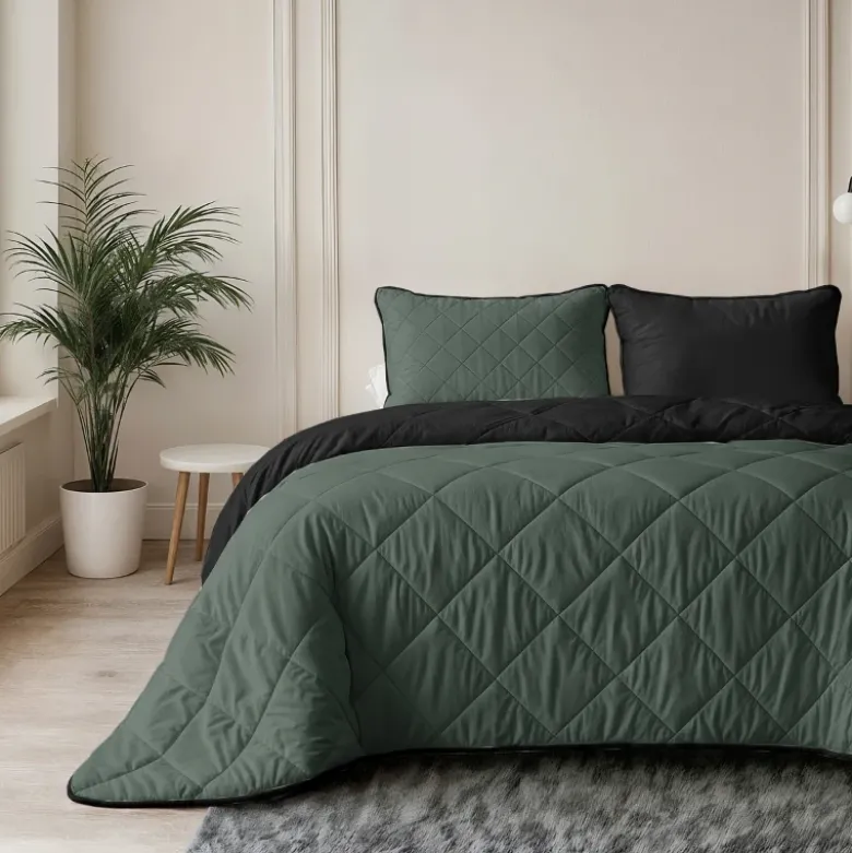 Lazy Dekbed Zonder Overtrek - Double Face - Groen/Zwart