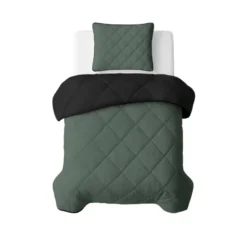 Lazy Dekbed Zonder Overtrek - Double Face - Groen/Zwart