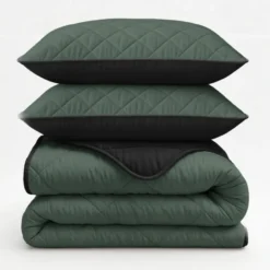 Lazy Dekbed Zonder Overtrek - Double Face - Groen/Zwart