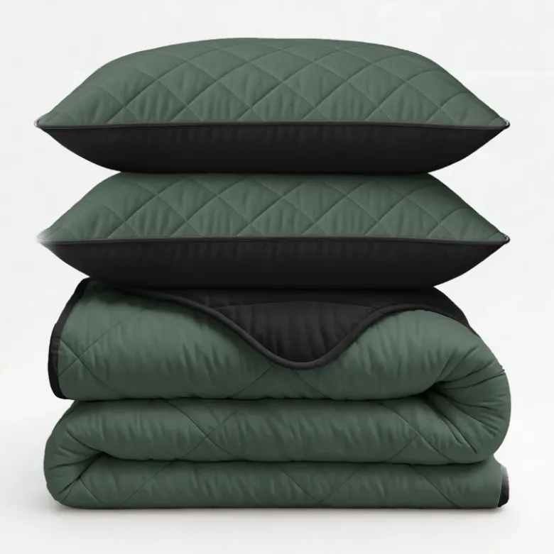 Lazy Dekbed Zonder Overtrek - Double Face - Groen/Zwart