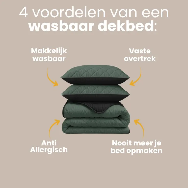 Lazy Dekbed Zonder Overtrek - Double Face - Groen/Zwart