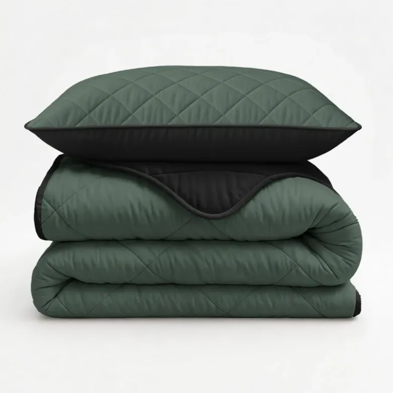 Lazy Dekbed Zonder Overtrek - Double Face - Groen/Zwart