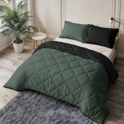 Lazy Dekbed Zonder Overtrek - Double Face - Groen/Zwart