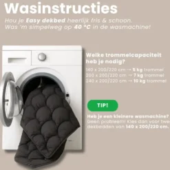 Lazy Dekbed Zonder Overtrek - Double Face - Zwart/Donkergroen
