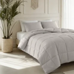 Lazy Dekbed Zonder Overtrek - Percale Katoen - Taupe/Grijs