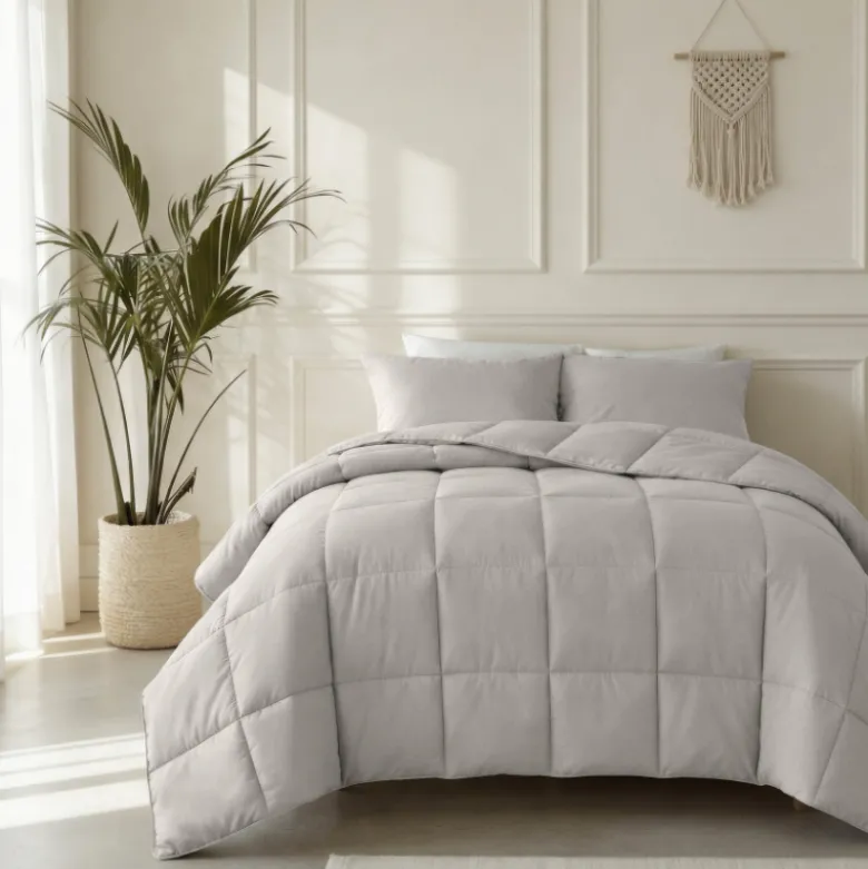 Lazy Dekbed Zonder Overtrek - Percale Katoen - Taupe/Grijs