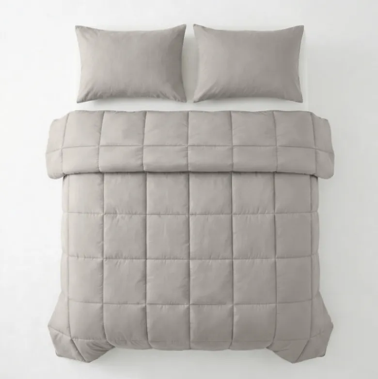 Lazy Dekbed Zonder Overtrek - Percale Katoen - Taupe/Grijs