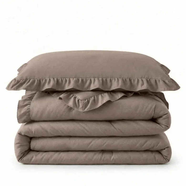 Lazy Dekbed Zonder Overtrek Ruffles - Taupe