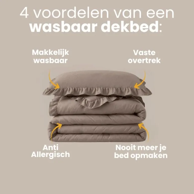 Lazy Dekbed Zonder Overtrek Ruffles - Taupe