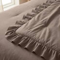 Lazy Dekbed Zonder Overtrek Ruffles - Taupe