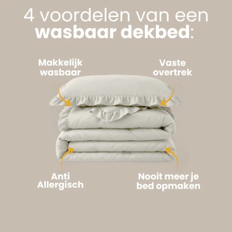 Lazy Dekbed Zonder Overtrek Ruffles - Off White