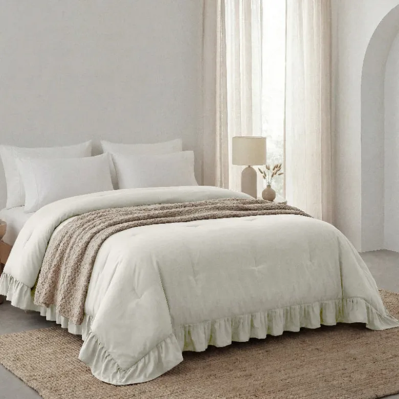 Lazy Dekbed Zonder Overtrek Ruffles - Off White