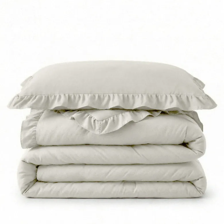 Lazy Dekbed Zonder Overtrek Ruffles - Off White