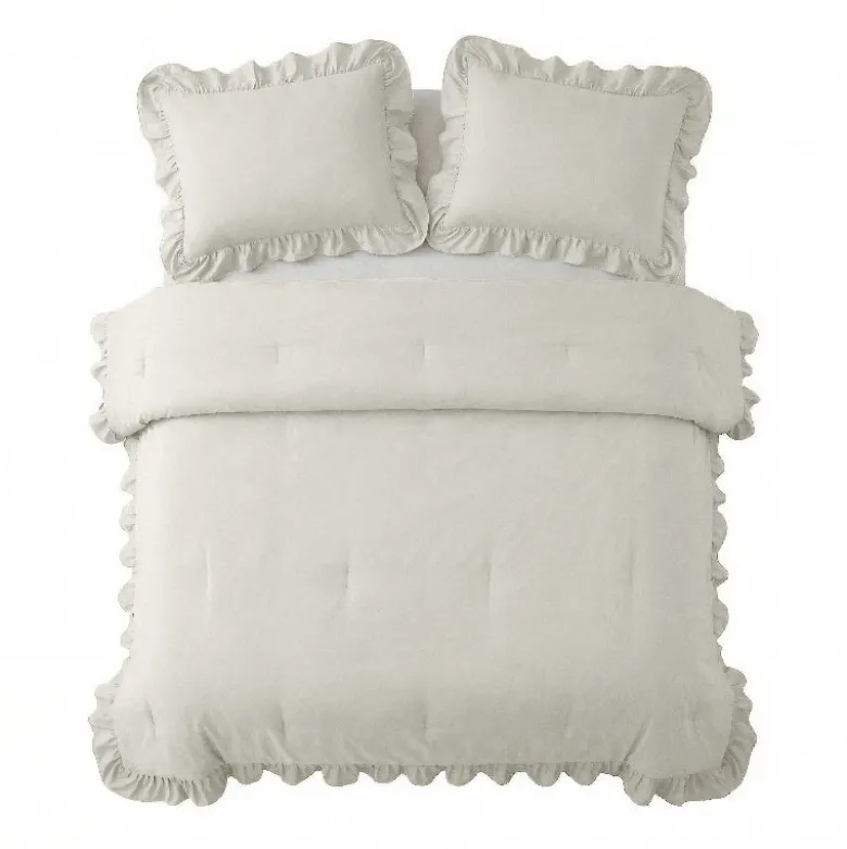 Lazy Dekbed Zonder Overtrek Ruffles - Off White