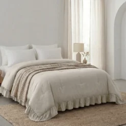 Lazy Dekbed Zonder Overtrek Ruffles - Taupe/Grijs
