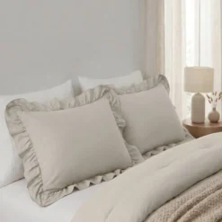 Lazy Dekbed Zonder Overtrek Ruffles - Taupe/Grijs