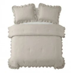 Lazy Dekbed Zonder Overtrek Ruffles - Taupe/Grijs