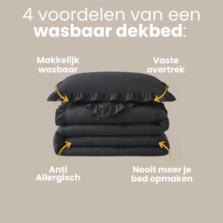 Lazy Dekbed Zonder Overtrek Ruffles - Antraciet
