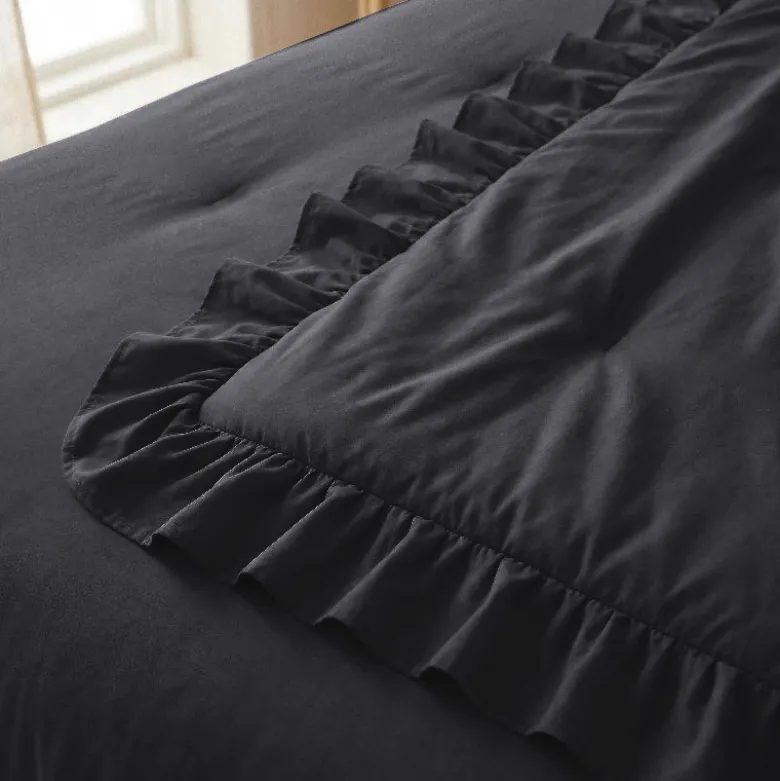 Lazy Dekbed Zonder Overtrek Ruffles - Antraciet