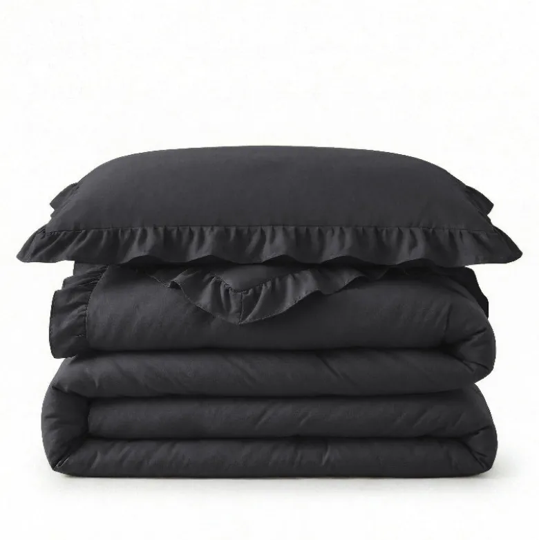 Lazy Dekbed Zonder Overtrek Ruffles - Antraciet