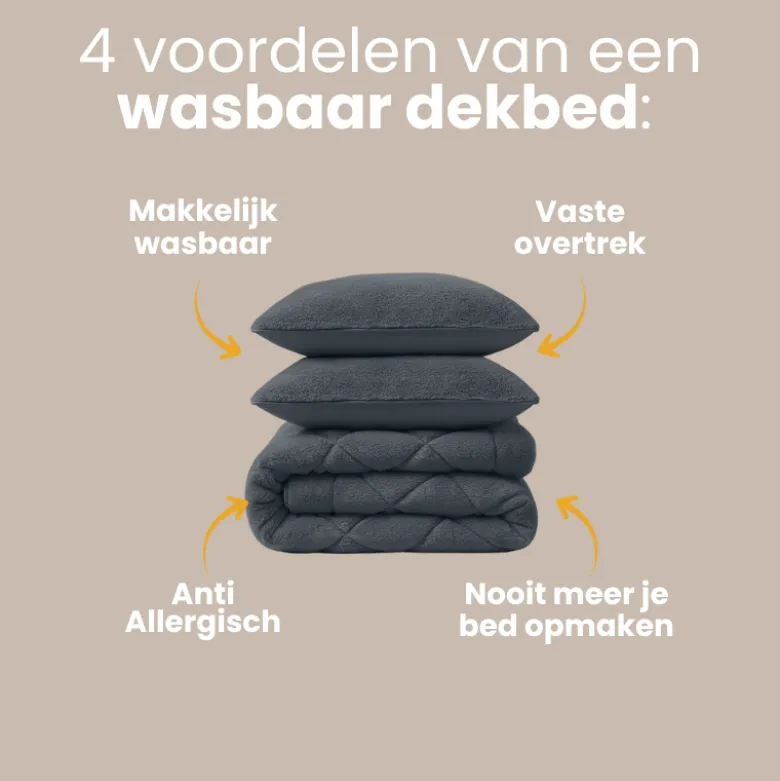 Lazy Dekbed Zonder Overtrek - Teddy Fur - Antraciet
