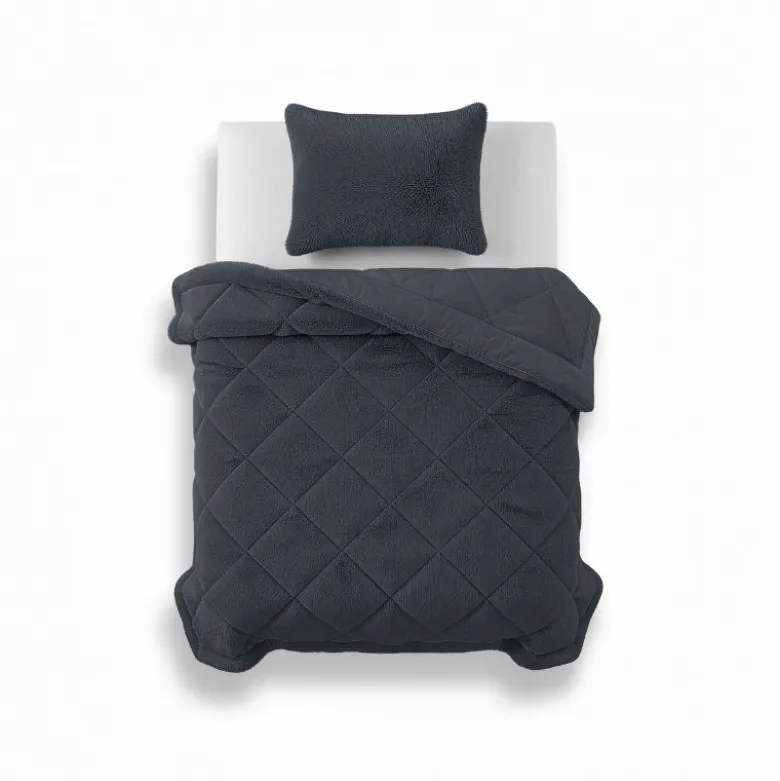 Lazy Dekbed Zonder Overtrek - Teddy Fur - Antraciet