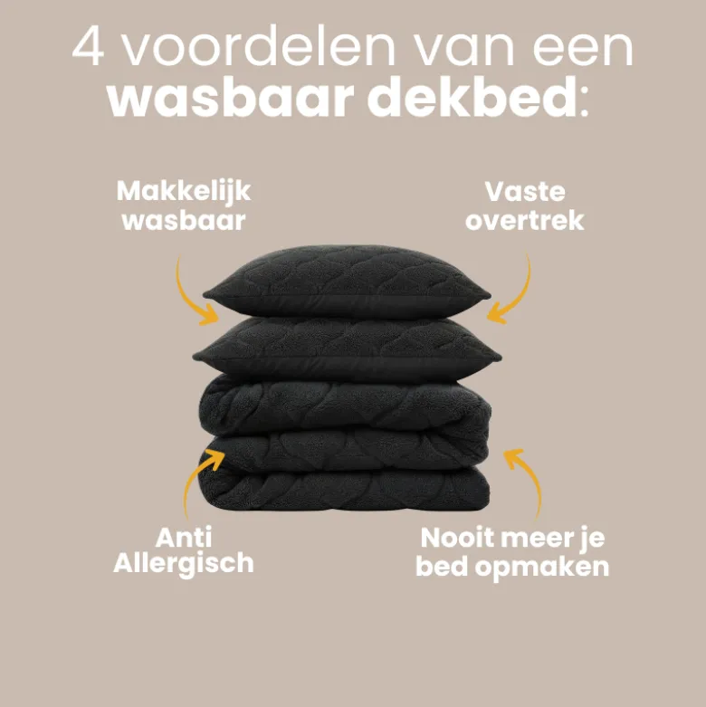 Lazy Dekbed Zonder Overtrek - Teddy - Zwart