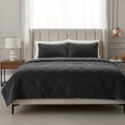 Lazy Dekbed Zonder Overtrek - Teddy - Zwart